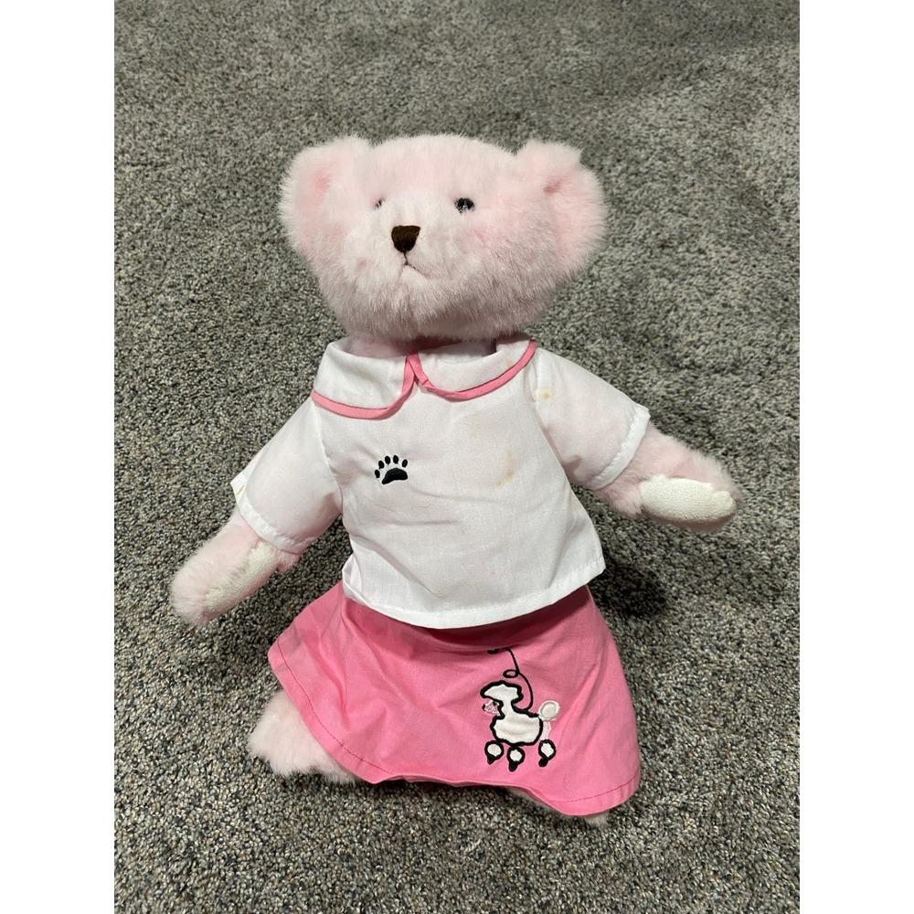 Boyds Teddy Bear Pink Poodle Skirt Vintage Breast Cancer Awareness Plush